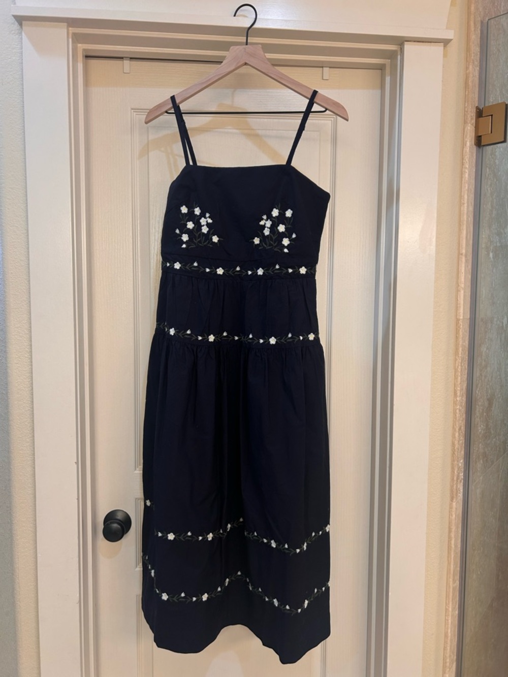 Navy Blue Floral Embroidered Sundress